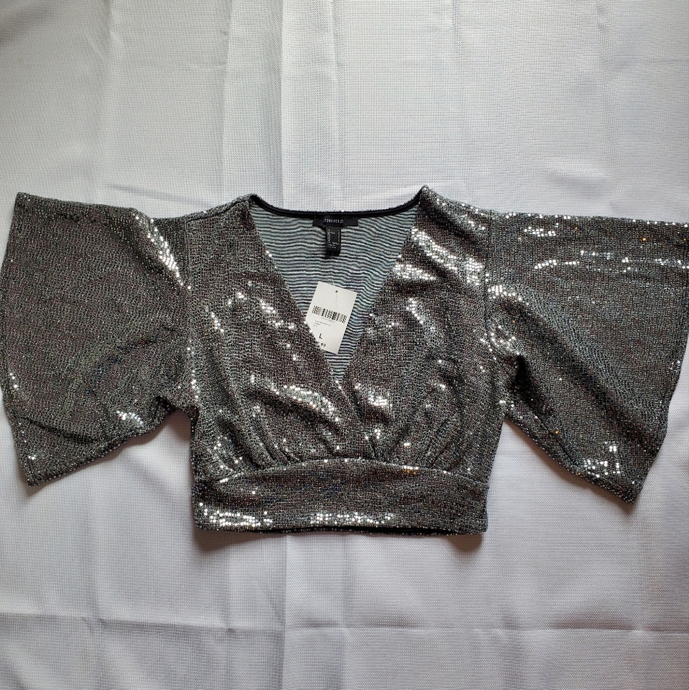 Forever 21 Sequin Crop Top Size L